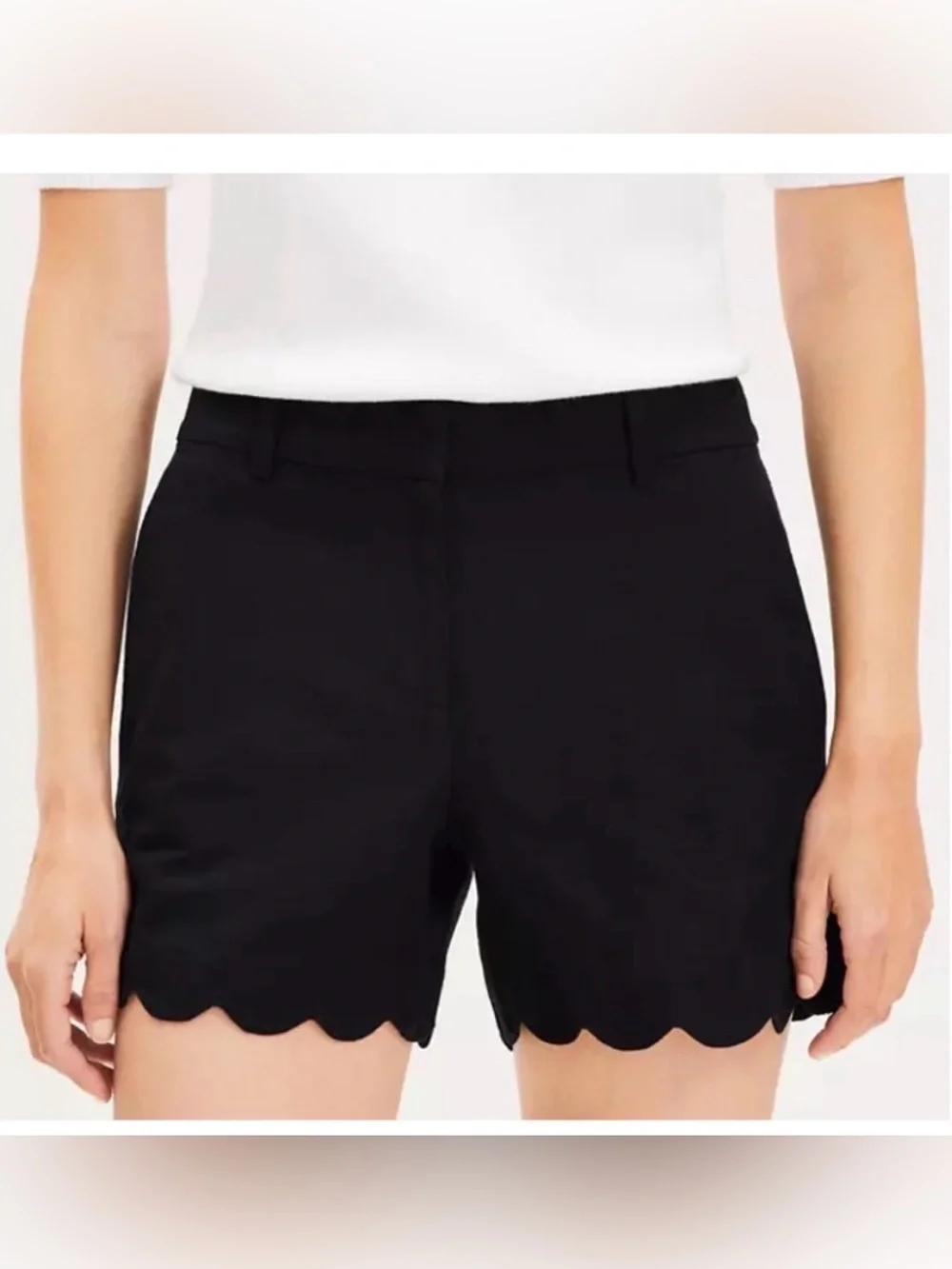 LOFT Riviera Scalloped Shorts – Black | Women's Size 6 - 4
